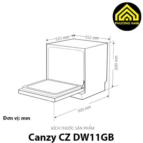 Kích thước máy rửa bát Canzy CZ DW11GB