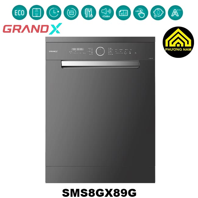 Máy rửa bát GRANDX SMS8GX89G nhập khẩu Thái Lan hiện đại tiện nghi
