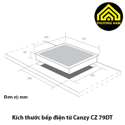 Kích thước Bếp điện từ Canzy CZ 79DT