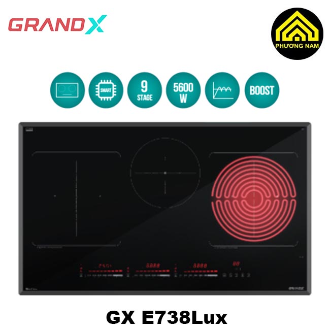 Bếp điện từ GRANDX GX E738Lux nhập khẩu Malaysia hiện đại tiện nghi