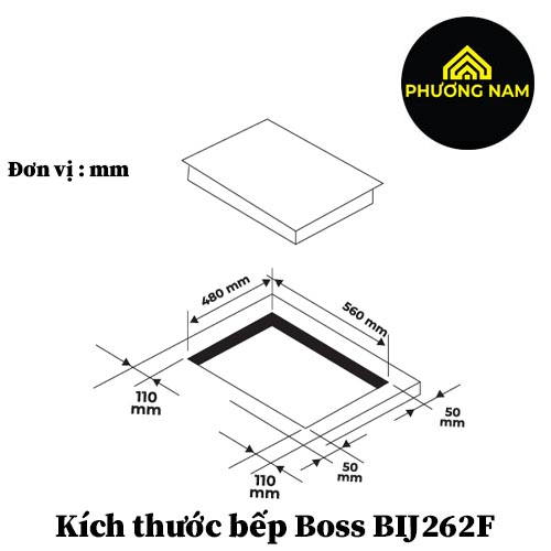 Kích thước bếp từ Boss BIJ262F nhập khẩu Đức