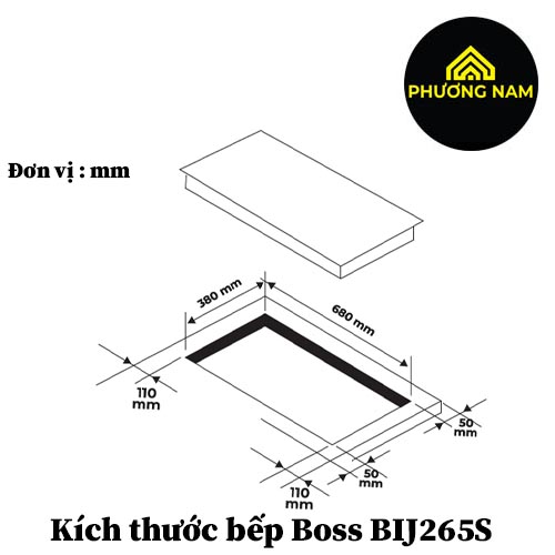 Kích thước Bếp từ Boss BIJ265S