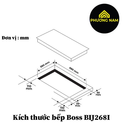 Kích thước Bếp từ Boss BIJ268I