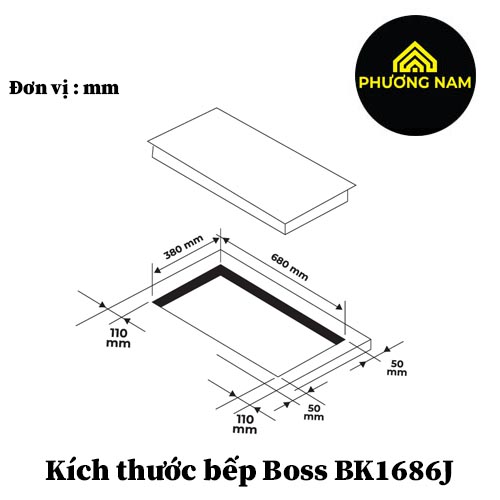 Kích thước bếp từ Boss BK1686J nhập khẩu Châu Âu