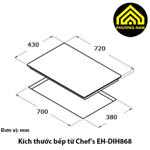 Kích thước bếp từ Chefs EH-DIH868