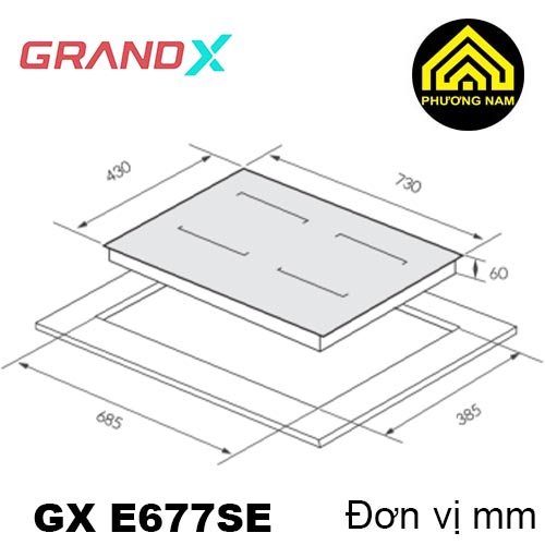 Kích thước bếp từ GRANDX GX E677SE nhập khẩu Malaysia