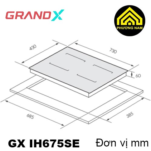 Kích thước bếp từ GRANDX GX IH675SE nhập khẩu Malaysia