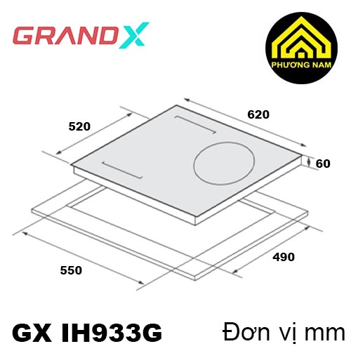 Kích thước bếp từ GRANDX GX IH933G nhập khẩu Đức