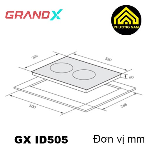 Kích thước bếp từ GRANDX GX ID505 nhập khẩu Malaysia