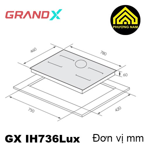 Kích thước bếp từ GRANDX GX IH736Lux nhập khẩu Malaysia
