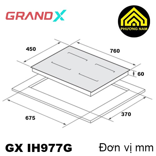 Kích thước bếp từ GRANDX GX IH977G serial 9 nhập khẩu Đức