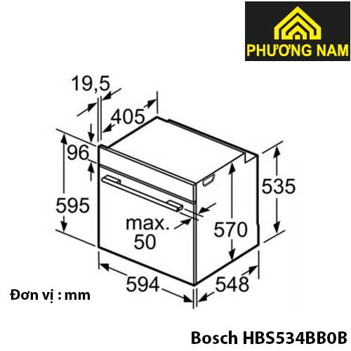 Kích thước Lò nướng đa năng Bosch HBS534BB0B