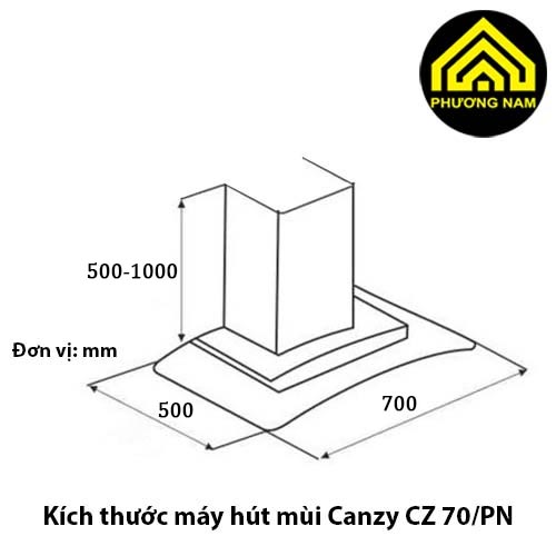 Kích thước máy hút mùi Canzy CZ 70/PN