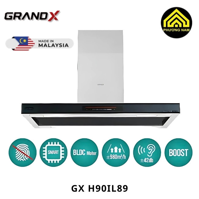 Hút mùi chữ T GRANDX GX H901L89 nhập khẩu Malaysia hiện đại tiện nghi