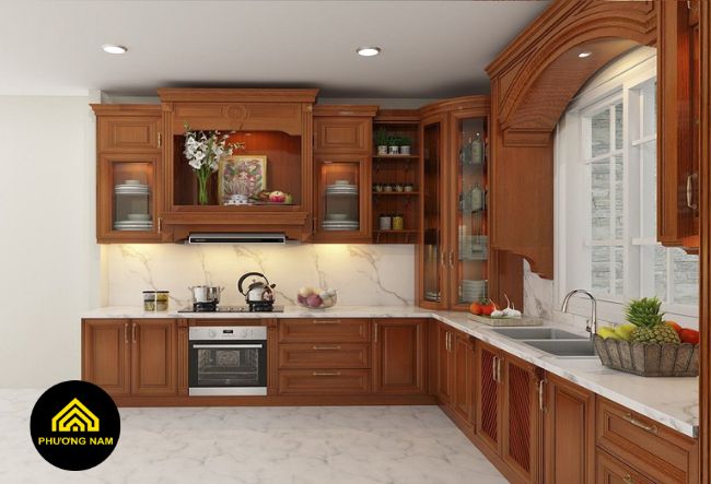 Thỉ công tủ bếp tân cổ điển tại Đà Lạt