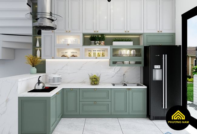 Thỉ công tủ bếp tân cổ điển tại Đà Lạt