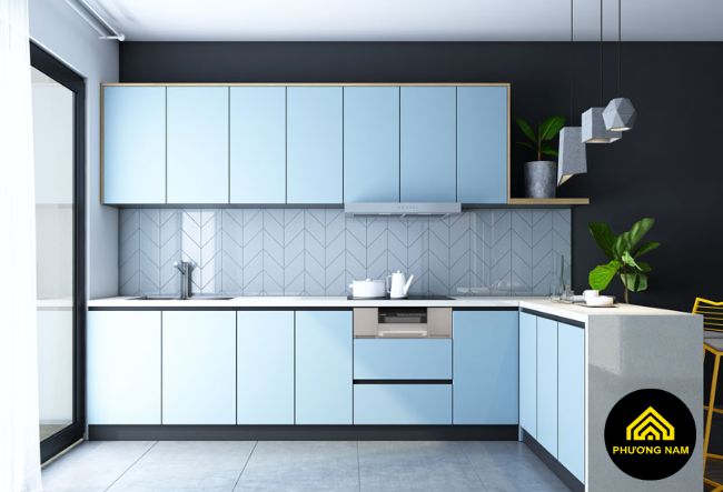 Thỉ công tủ bếp chữ l tại Đà Lạt