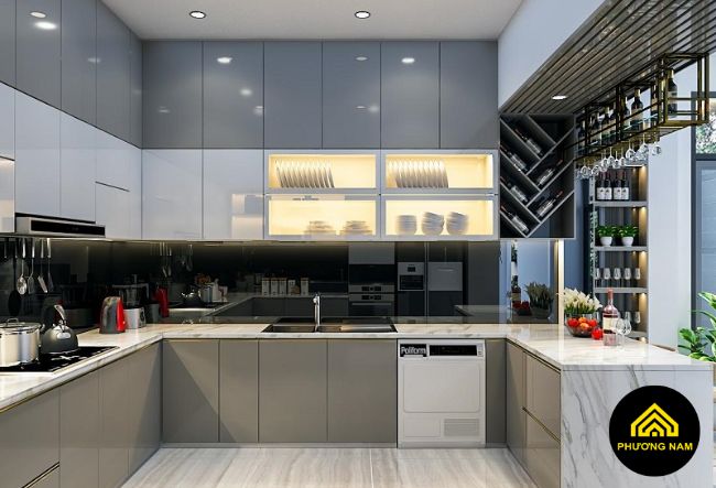 Thỉ công tủ bếp chữ u tại Đà Lạt