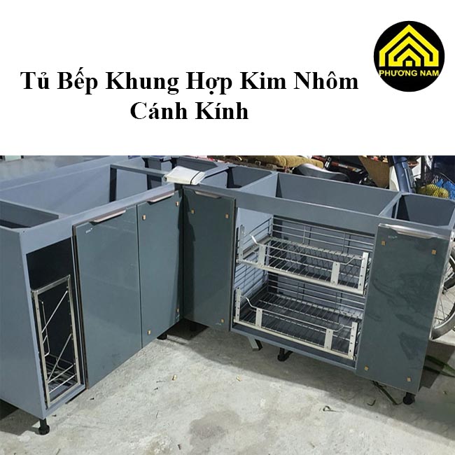 Tủ bếp Khung Hợp Kim Nhôm Cánh Kính TPHCM