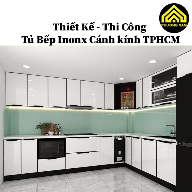 mẫu tủ bếp inox cánh kính đẹp mà Bếp Phương Nam đã thiết kế thi công tại TPHCM 2
