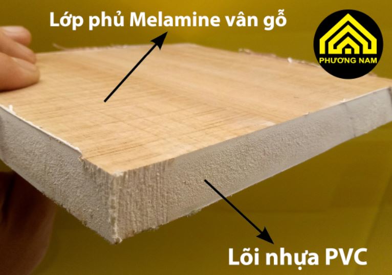 Ảnh thực tế miếng nhựa PVC phủ Melamine vân gỗ